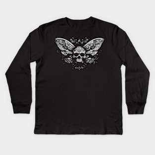 moth skull design Kids Long Sleeve T-Shirt